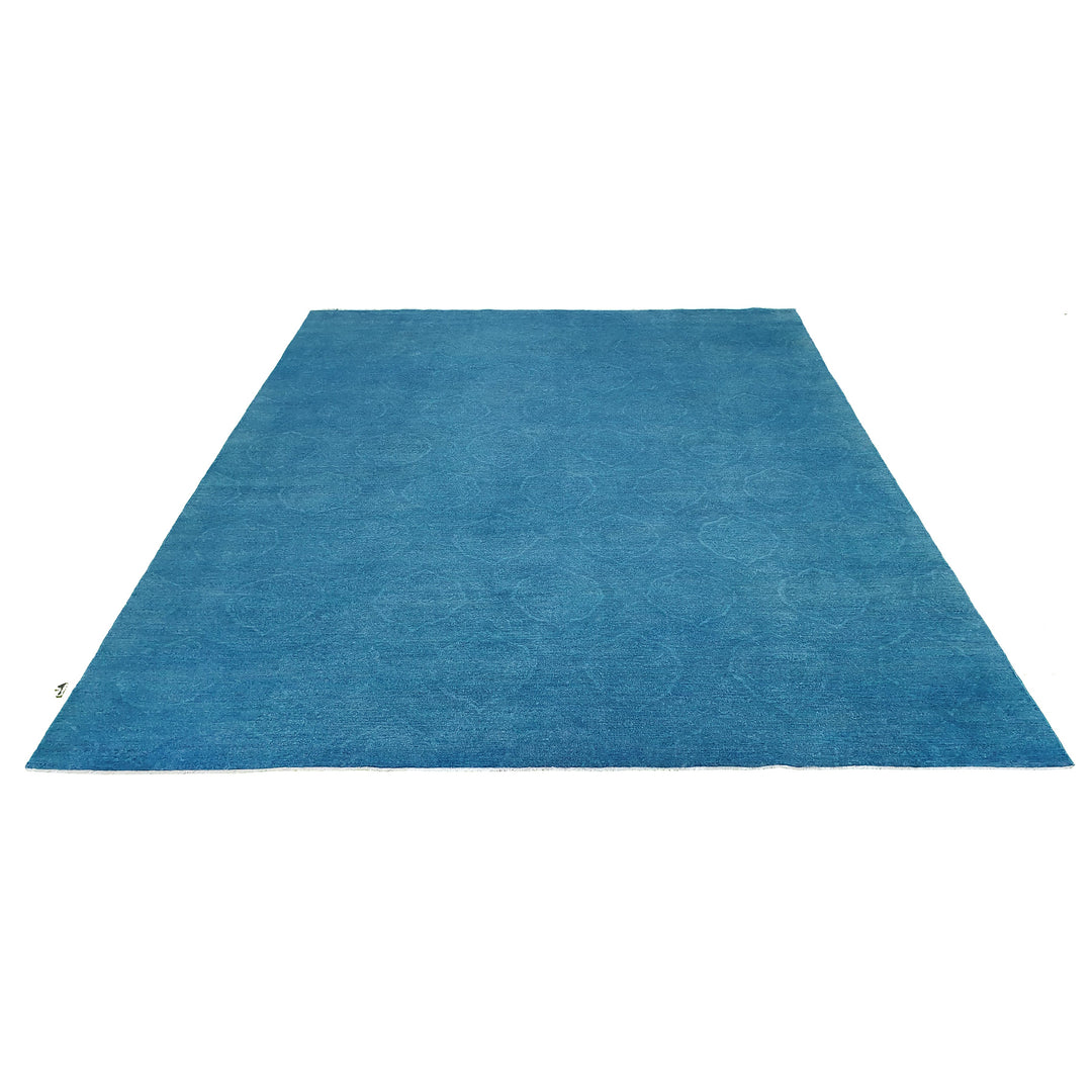 Hand Knotted Overdyed Area Rug in blue 