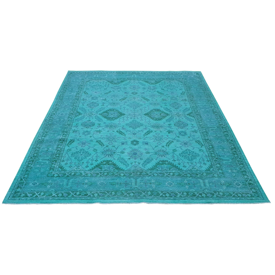 Hand Knotted Overdyed Area Rug in Blue 