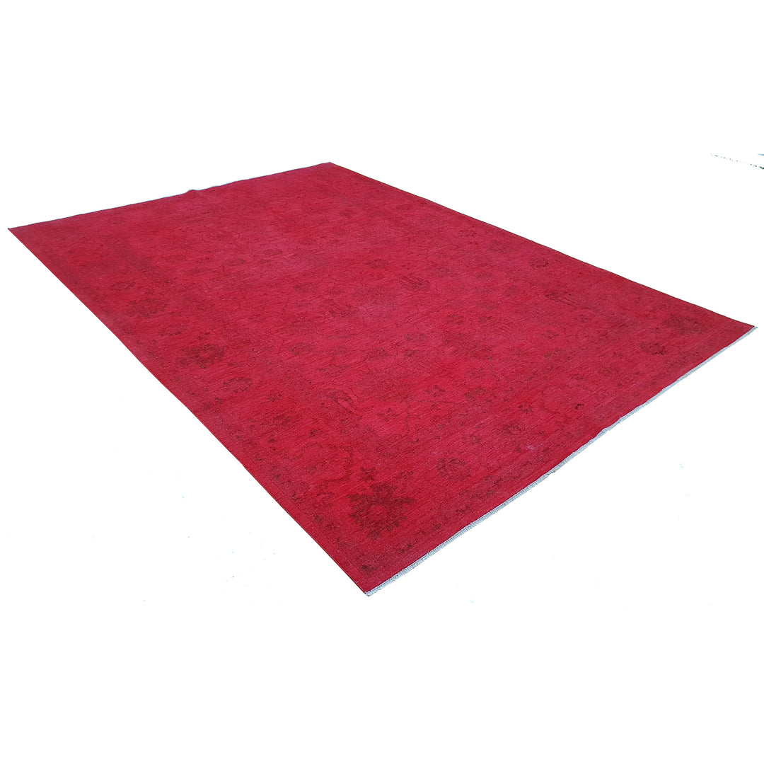 Hand Knotted Overdyed Area Rug in red 