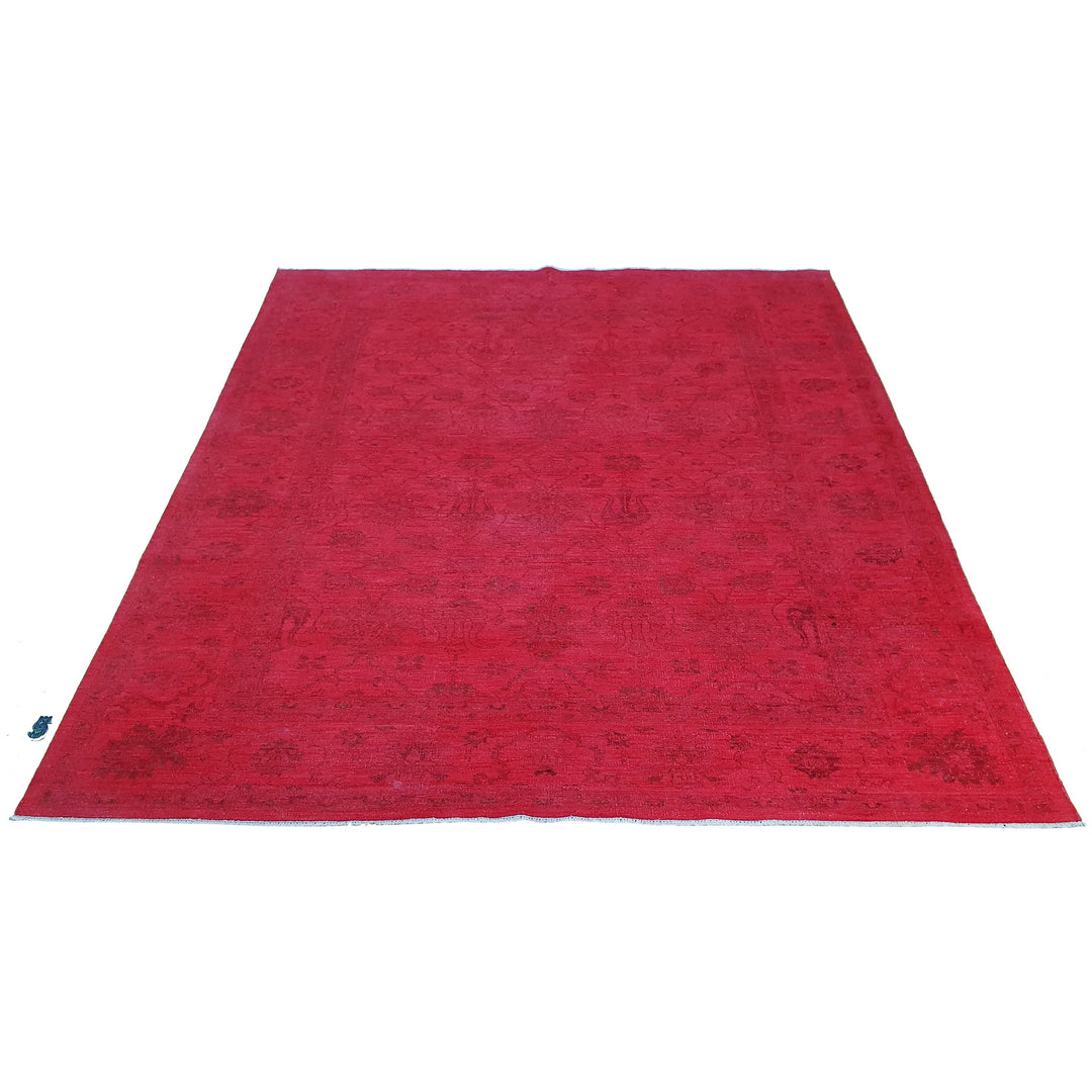 Hand Knotted Overdyed Area Rug in red 