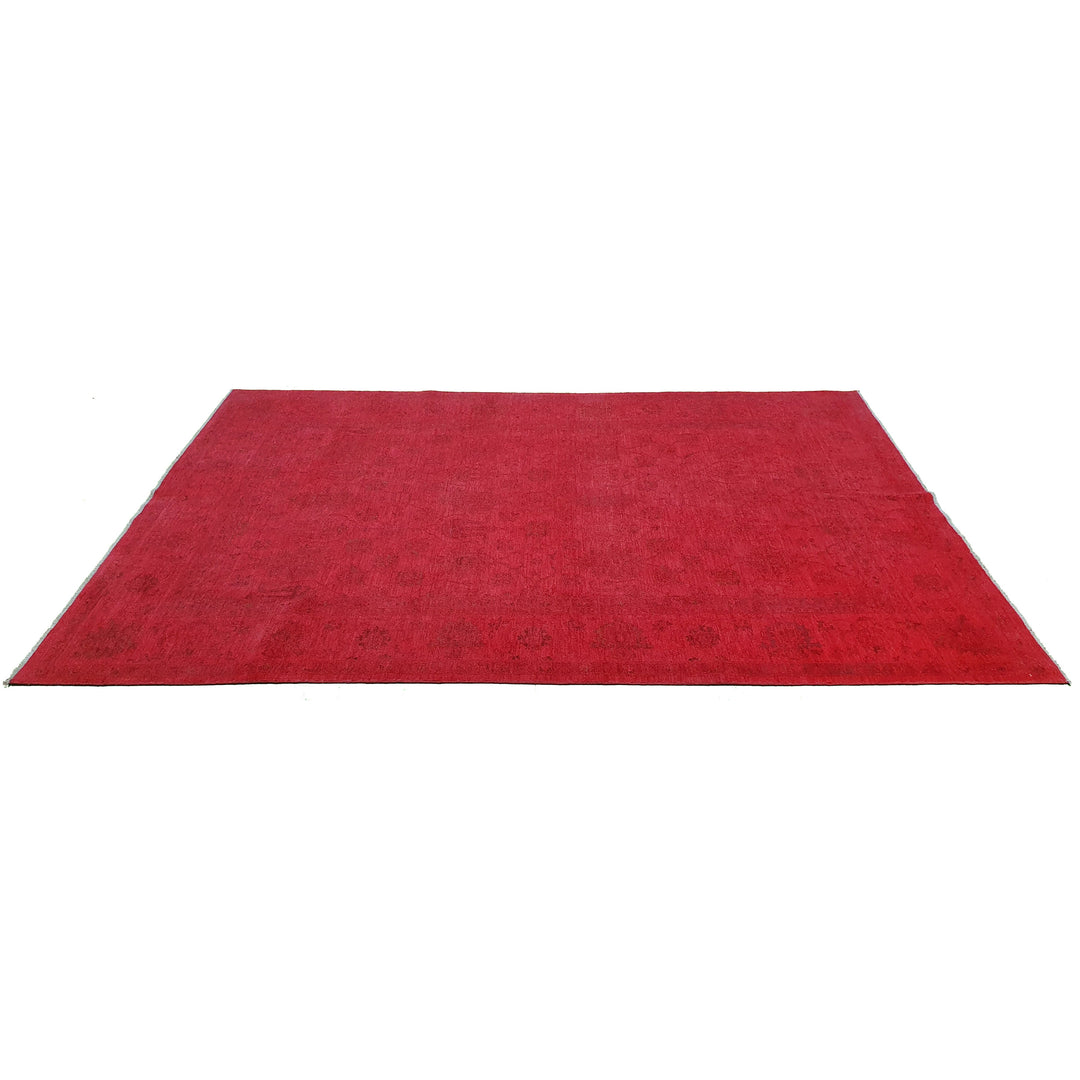 Hand Knotted Overdyed Area Rug in red 