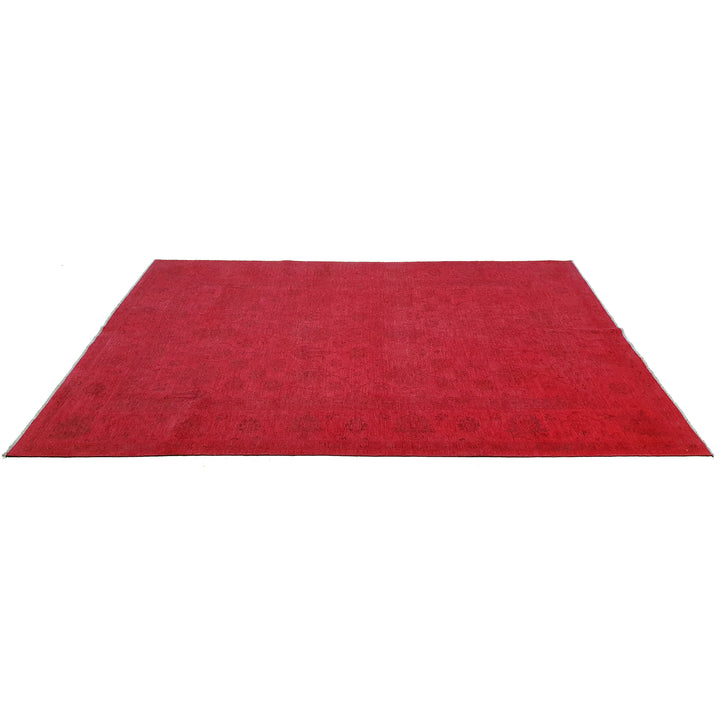 Hand Knotted Overdyed Area Rug in red 