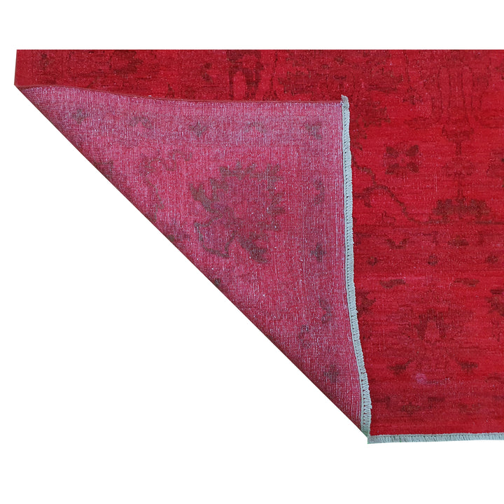 Hand Knotted Overdyed Area Rug in red 