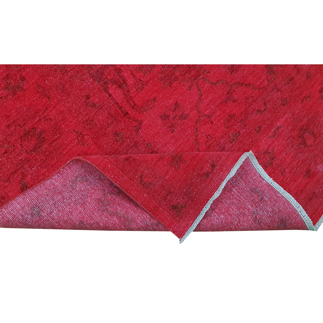 Hand Knotted Overdyed Area Rug in red 