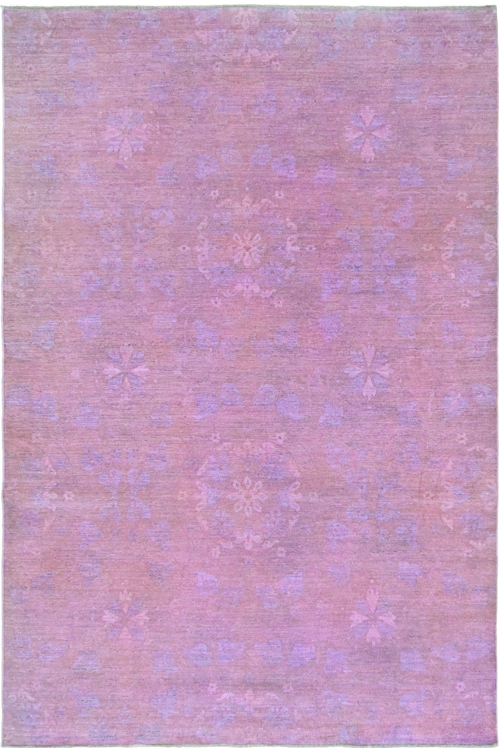 Hand Knotted Overdyed Area Rug in Purple