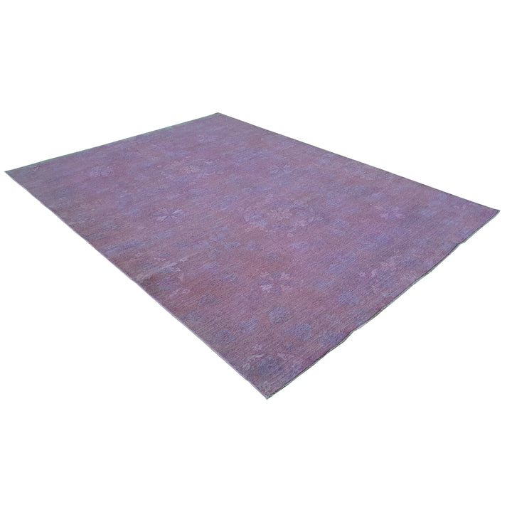 Hand Knotted Overdyed Area Rug in Purple