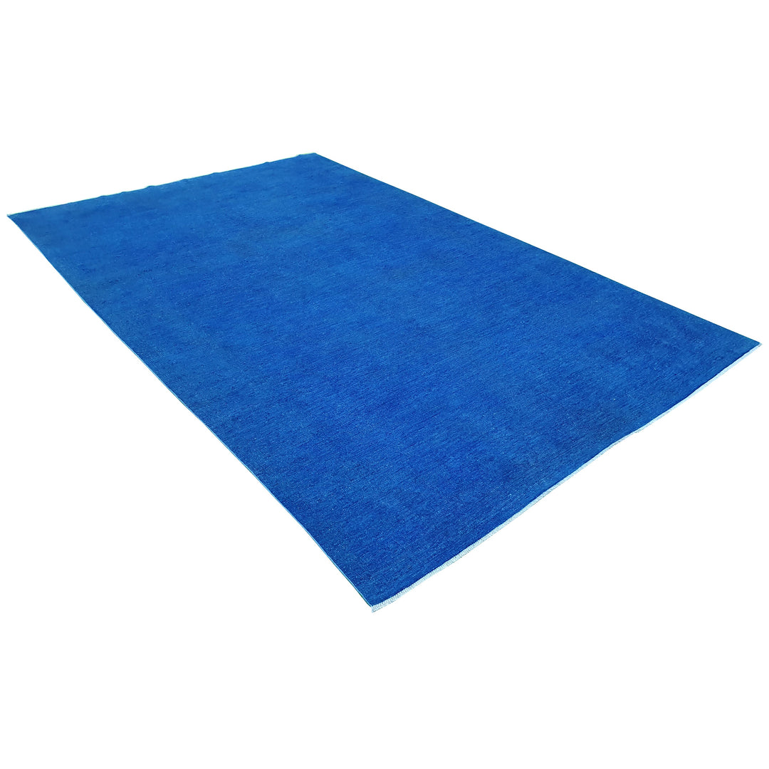 Hand Knotted Overdyed Area Rug in Blue 