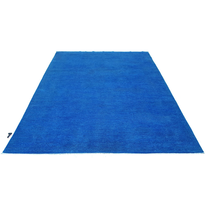 Hand Knotted Overdyed Area Rug in Blue 