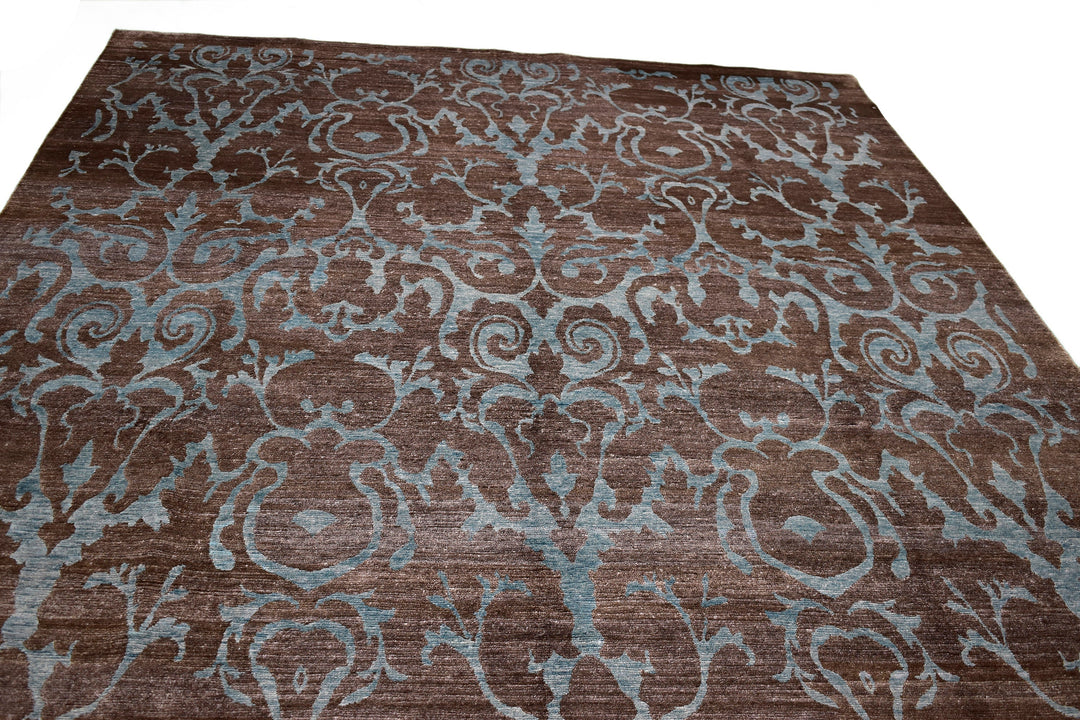 Transitional Brown Bamboo Silk Rug