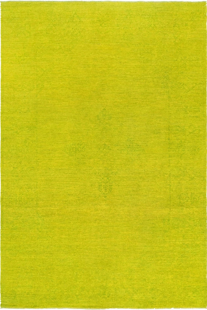 Hand Knotted Overdyed Area Rug in Green