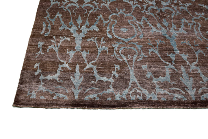 Transitional Brown Bamboo Silk Rug