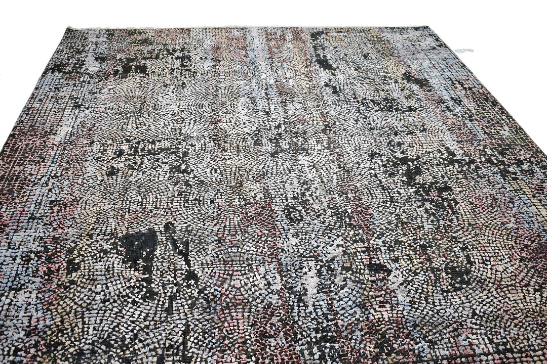 Handmade New Silk Rug in Gray 