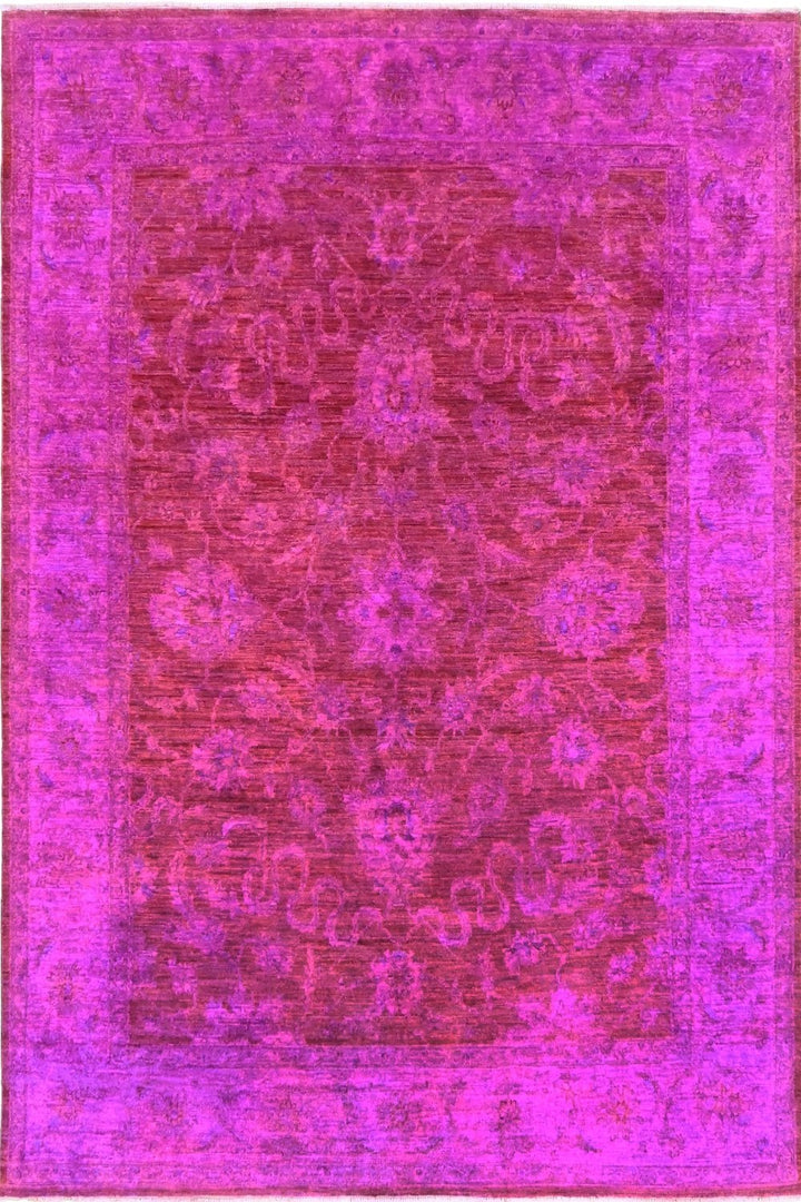 Hand Knotted Overdyed Area Rug in purple