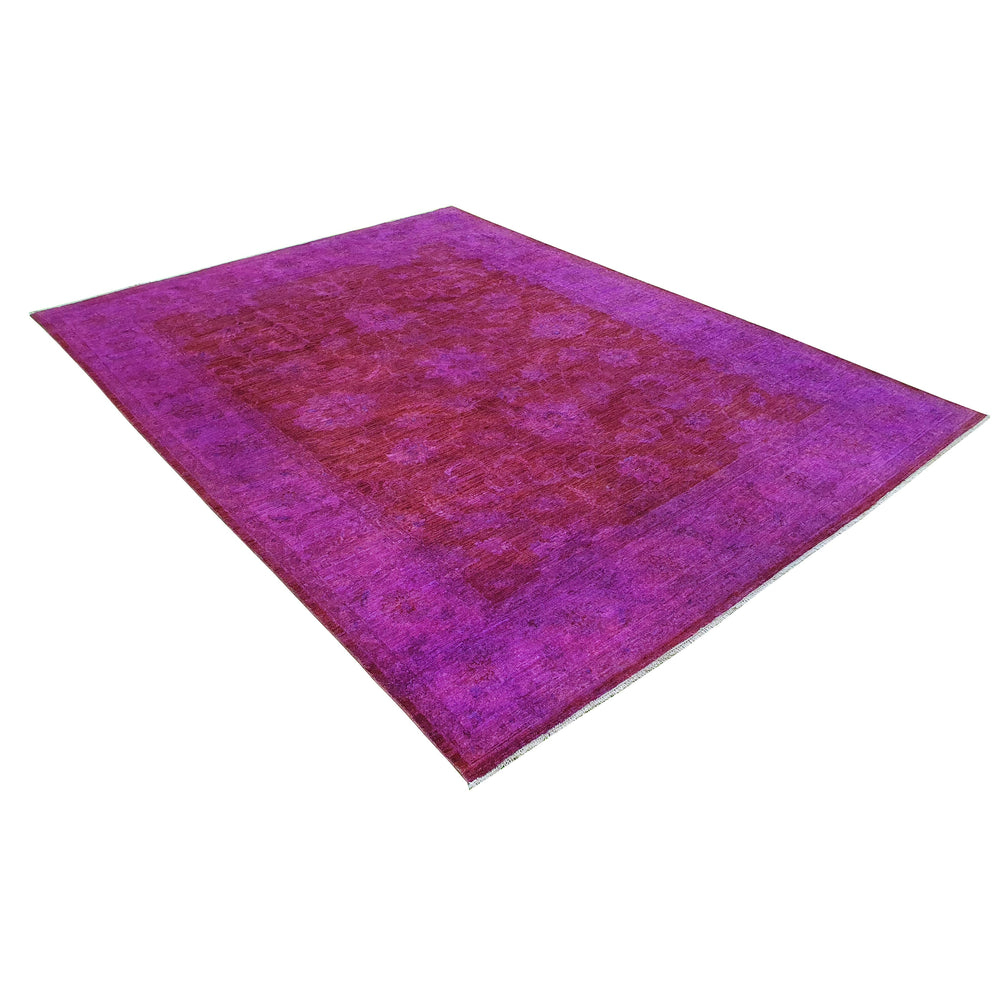 Hand Knotted Overdyed Area Rug in purple