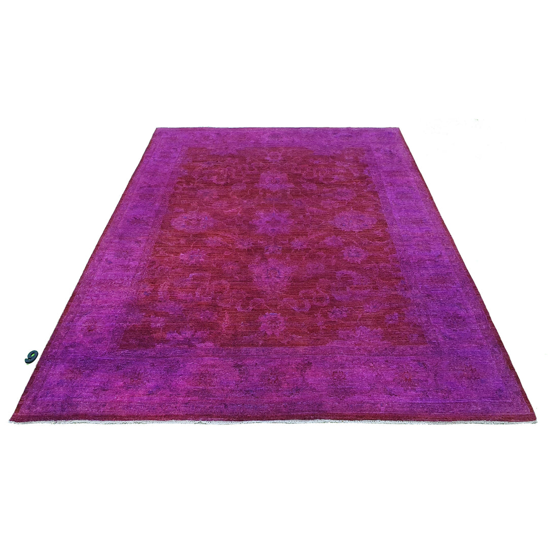 Hand Knotted Overdyed Area Rug in purple