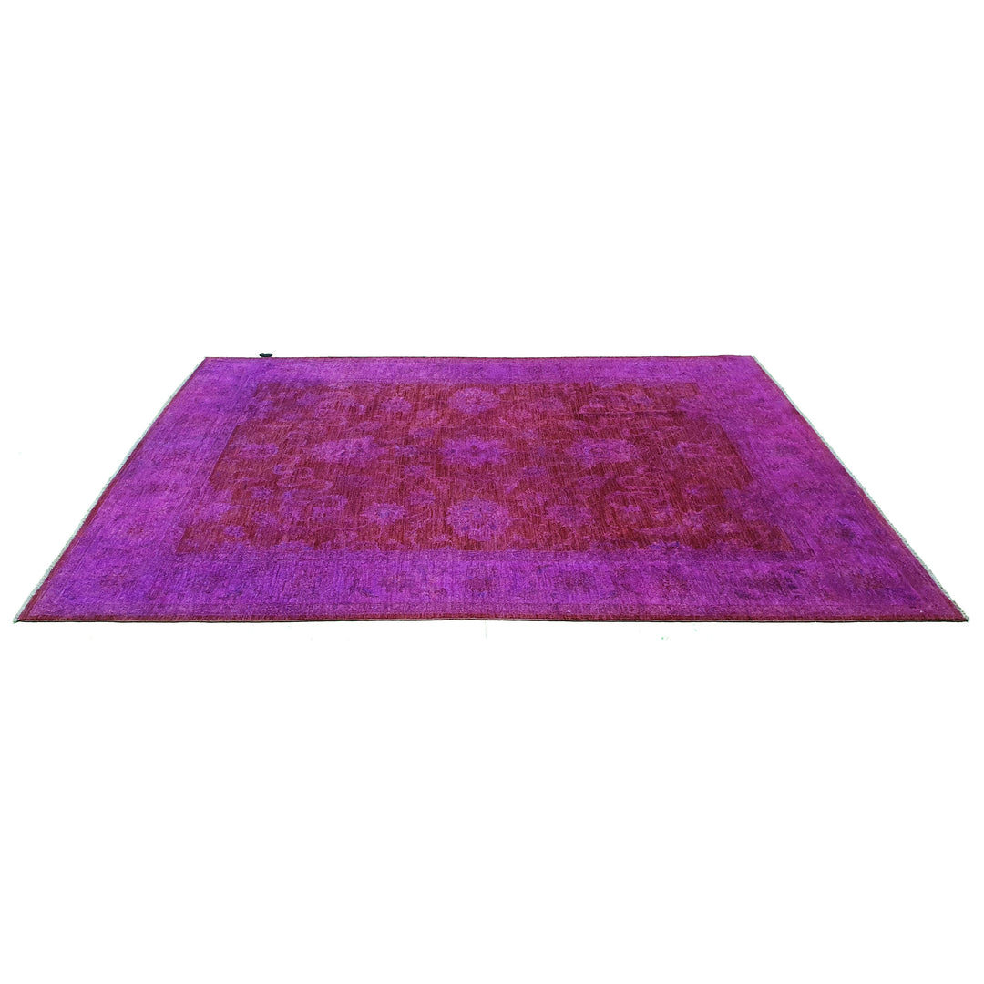 Hand Knotted Overdyed Area Rug in purple