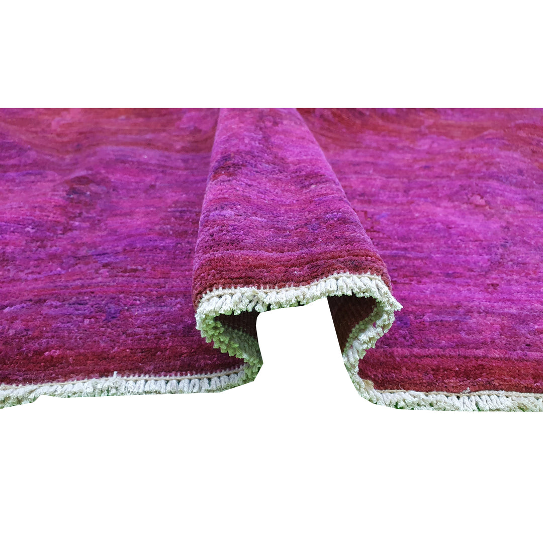 Hand Knotted Overdyed Area Rug in purple