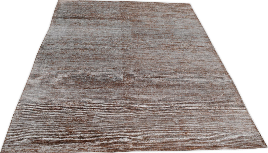 Hand Knotted Modern Area Rug in Brown