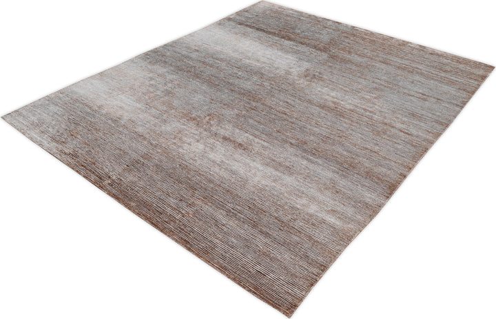 Hand Knotted Modern Area Rug in Brown