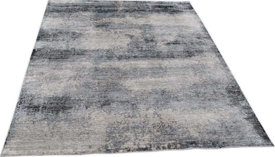 Hand Knotted Modern Area Rug in Gray 