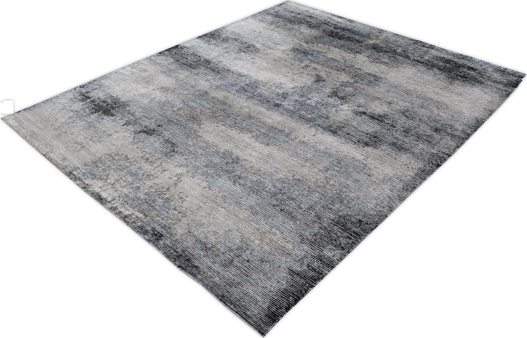 Hand Knotted Modern Area Rug in Gray 