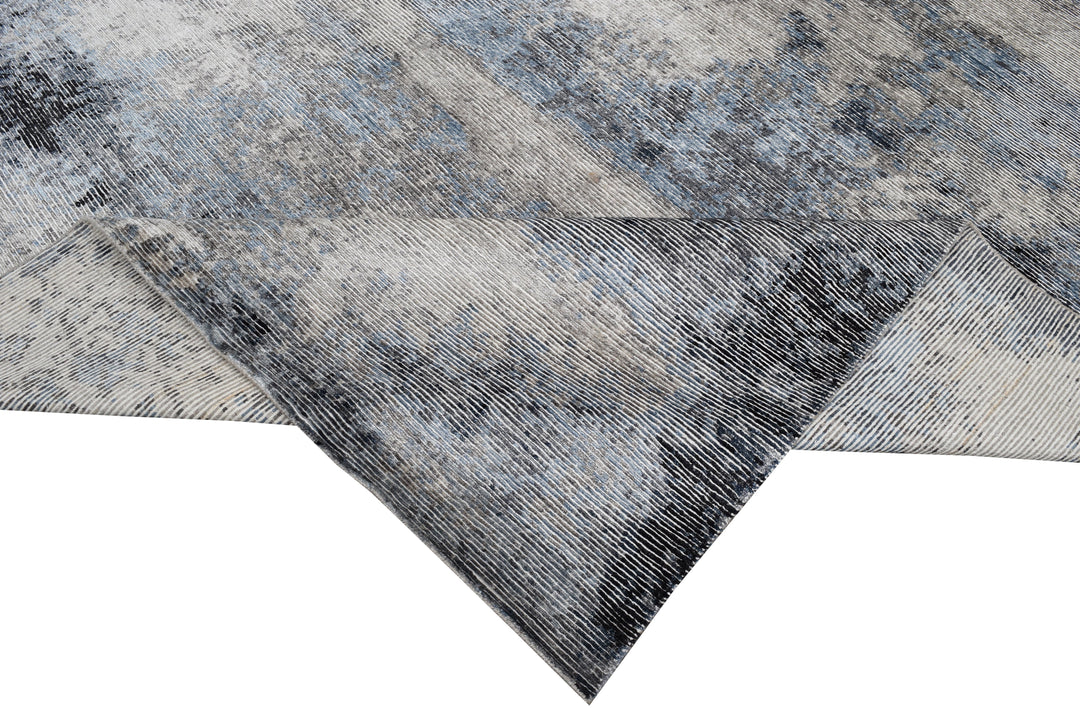 Hand Knotted Modern Area Rug in Gray 