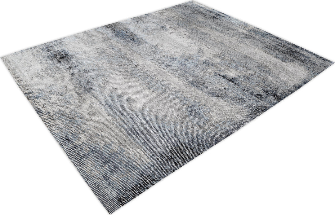 Hand Knotted Modern Area Rug in Grey Color