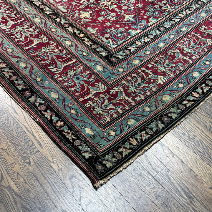 Hand Tufted Indian Antique Agra Rug in red 