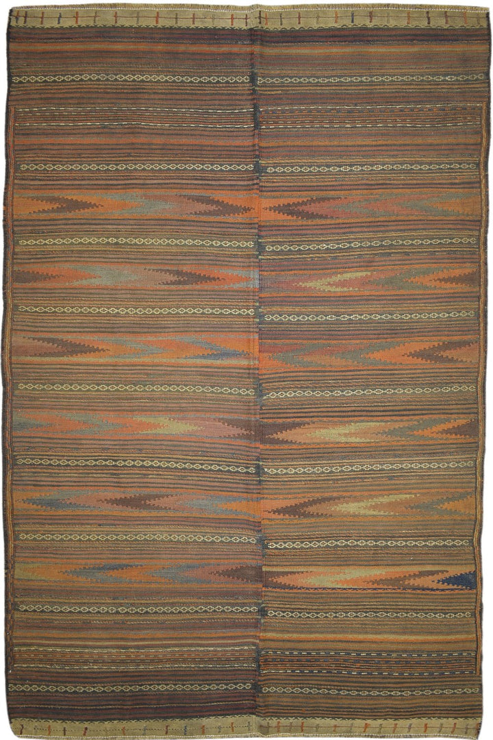 6 by 9 Afghani Area Rug Old Kilim Rug