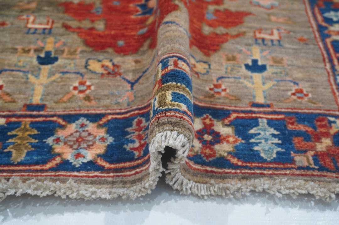 Hand Knotted Afghani Fine Aryana Rectangle Runner in beige 