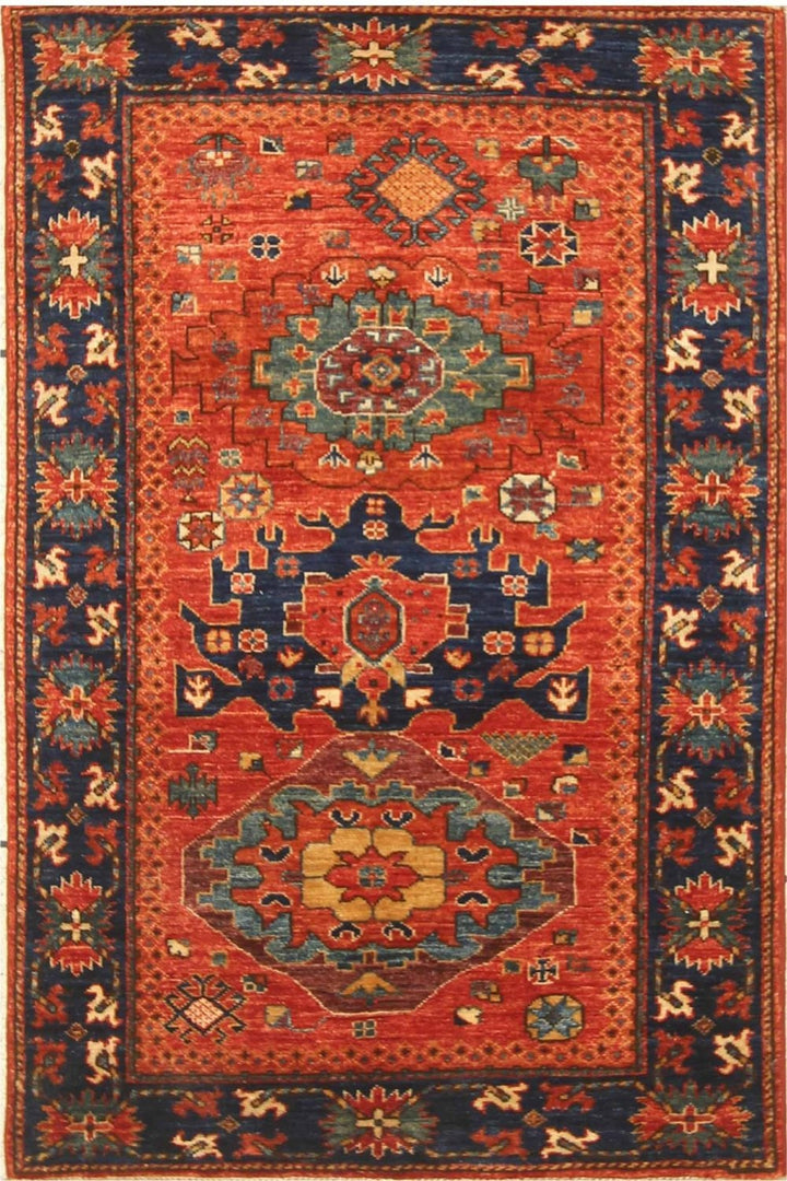 Hand Knotted Afghani Fine Aryana Area Rug in red 