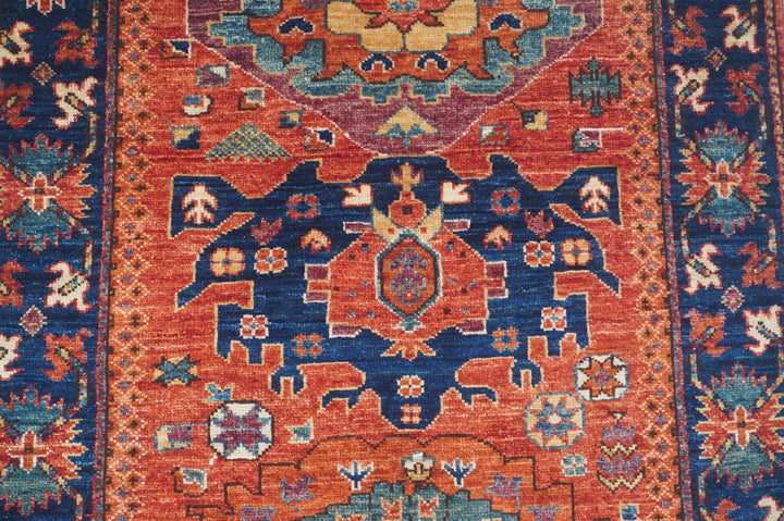 Hand Knotted Afghani Fine Aryana Area Rug in red 