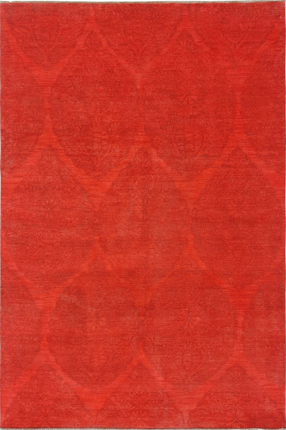 Hand Knotted Overdyed Area Rug in Red