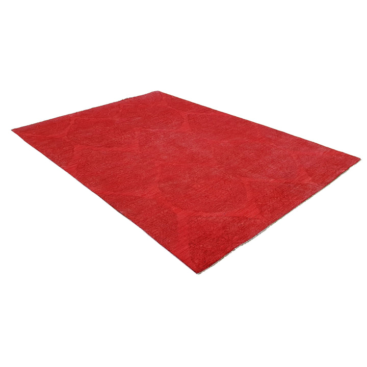 Hand Knotted Overdyed Area Rug in Red