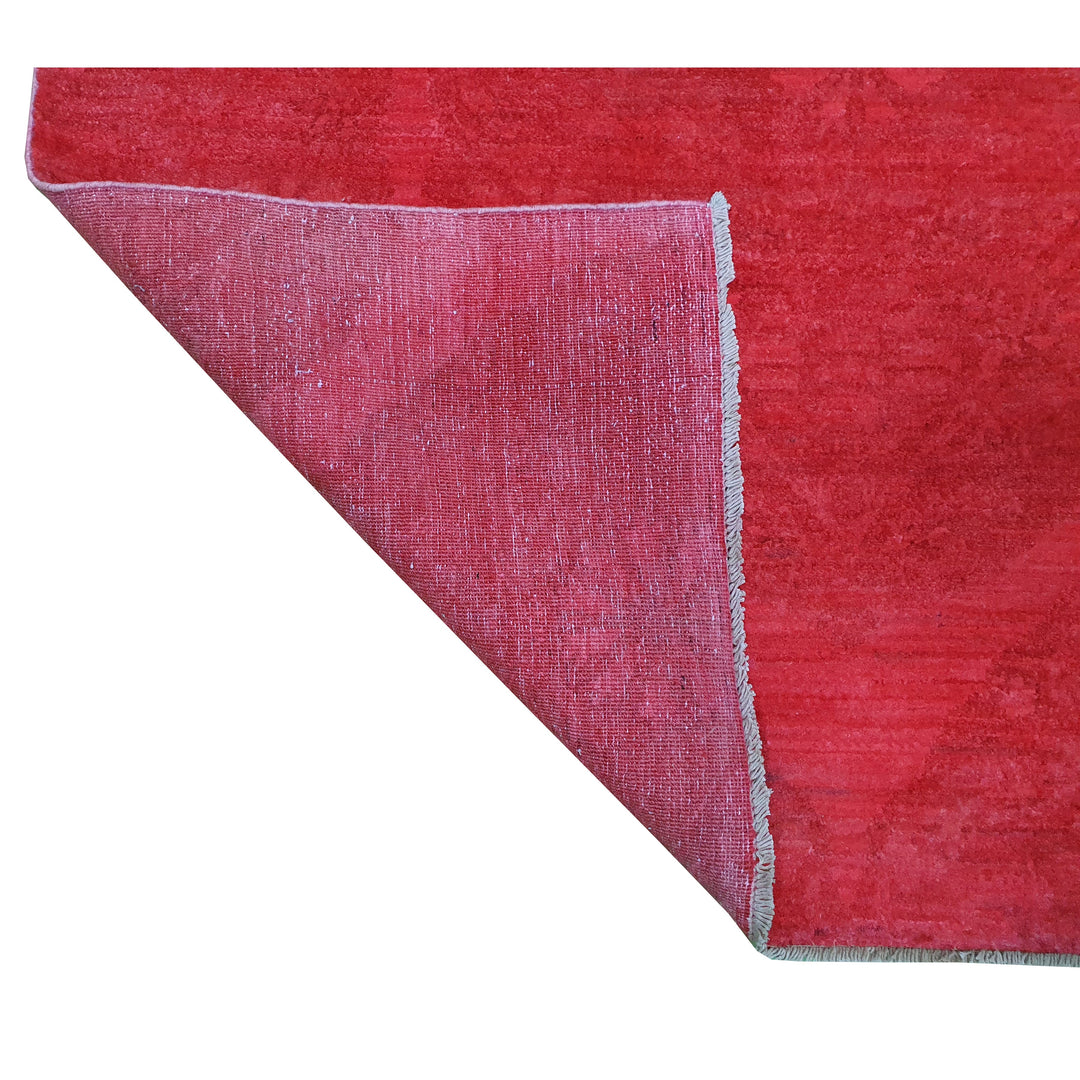 Hand Knotted Overdyed Area Rug in Red