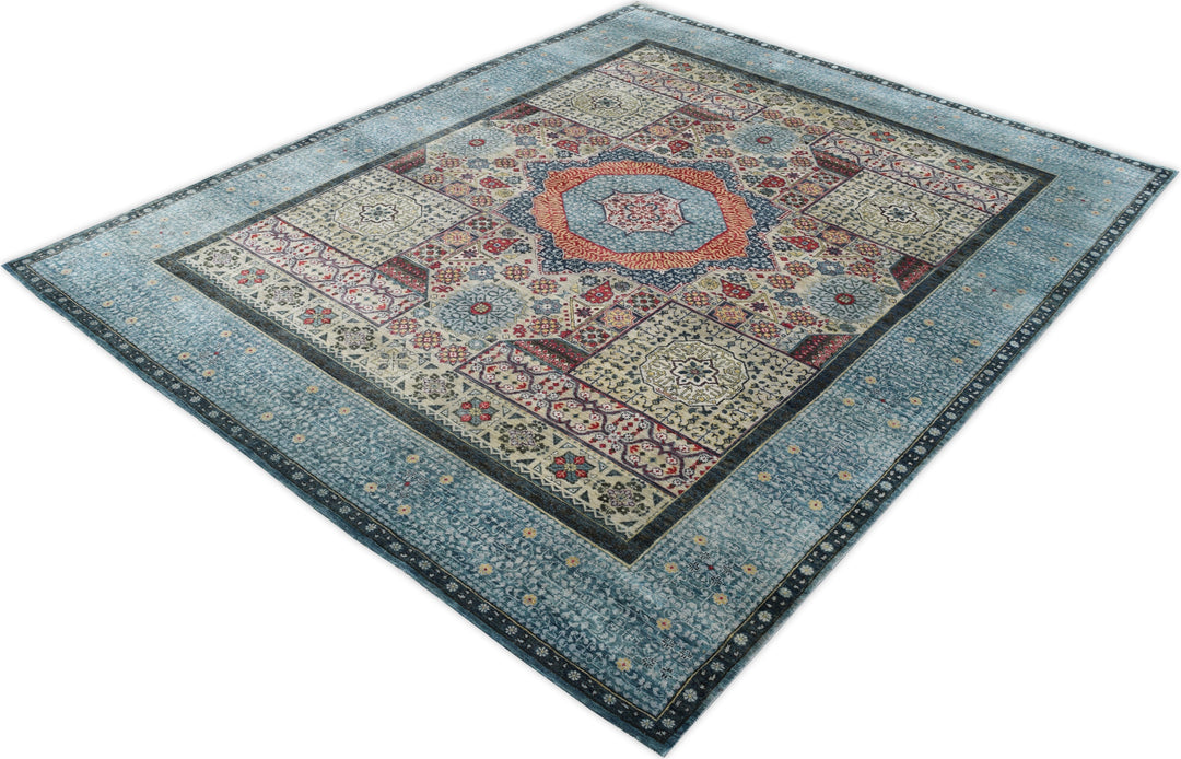 Hand Knotted Mamluk Area Rug in Blue Color