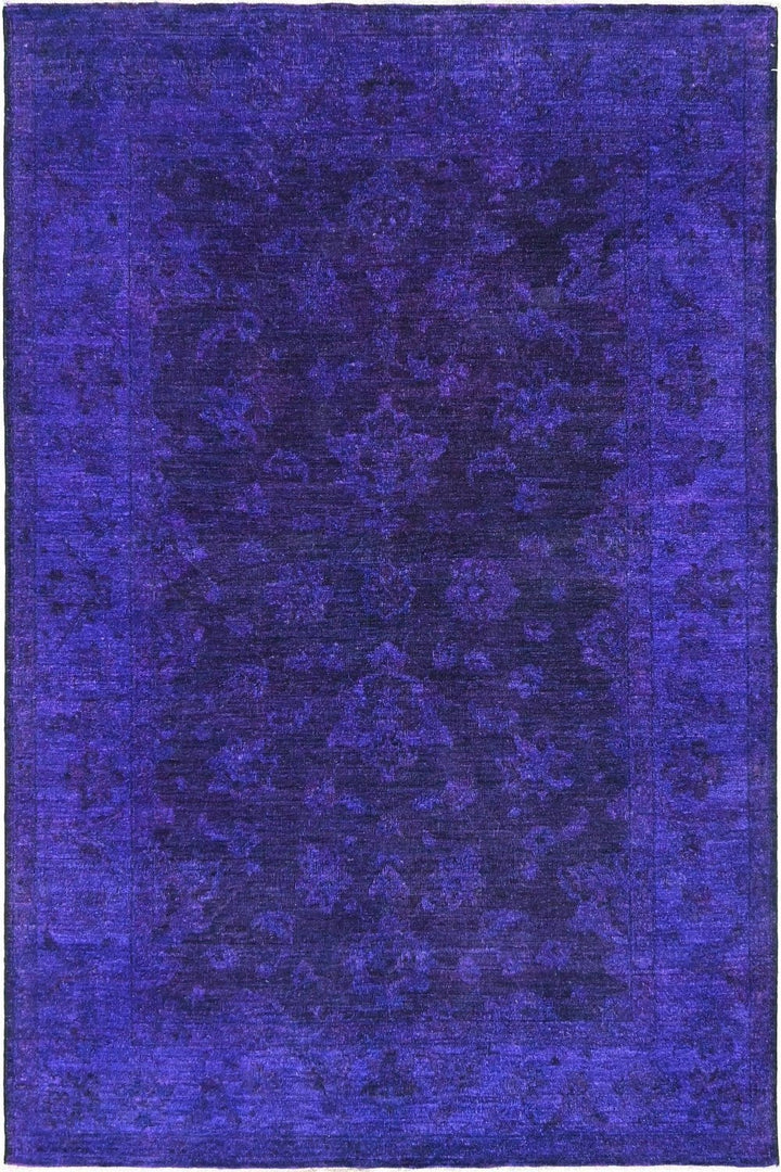 Hand Knotted Overdyed Area Rug in Purple 