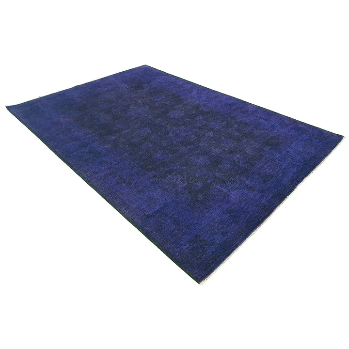 Hand Knotted Overdyed Area Rug in Purple 