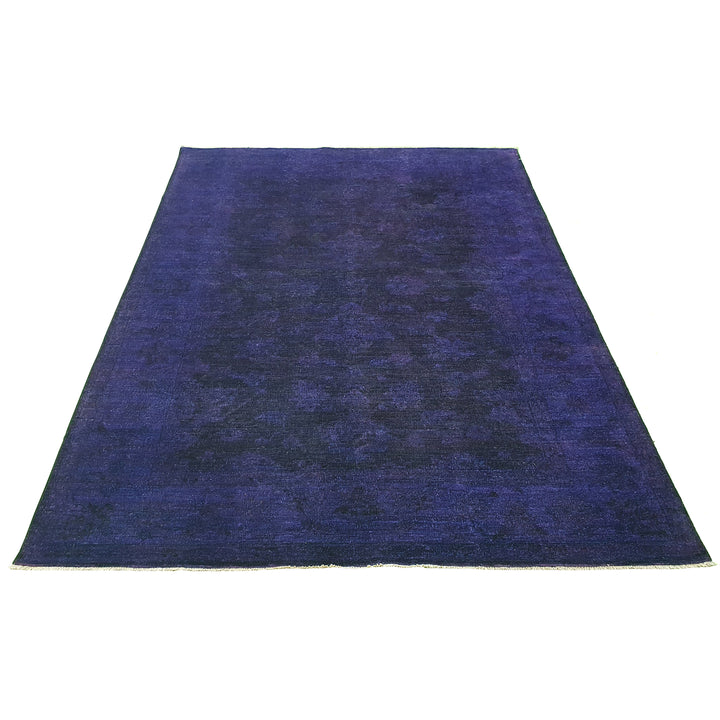 Hand Knotted Overdyed Area Rug in Purple 