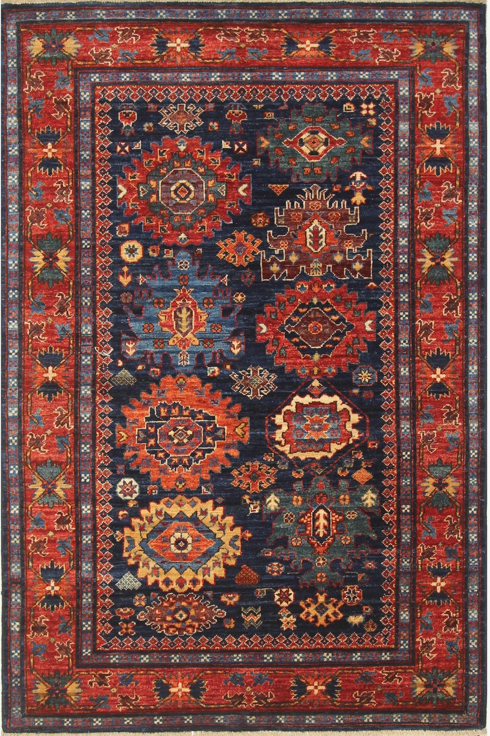 Hand Knotted Afghani Fine Aryana Area Rug in Black