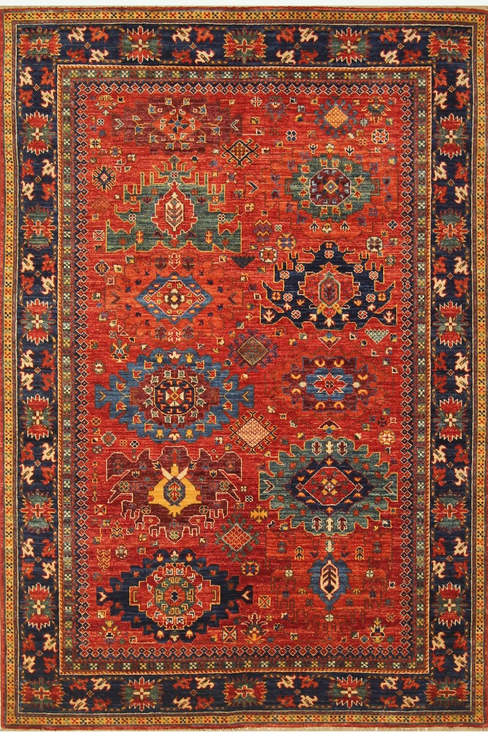 Hand Knotted Afghani Fine Aryana Area Rug in red