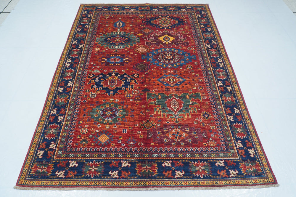 Hand Knotted Afghani Fine Aryana Area Rug in red