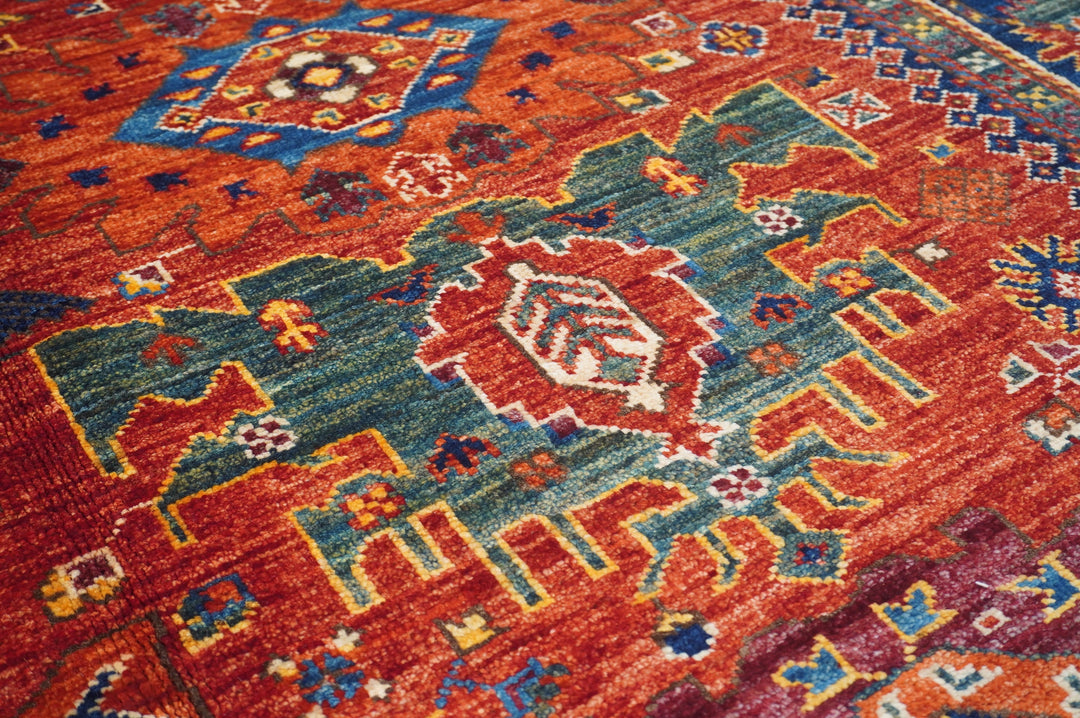 Hand Knotted Afghani Fine Aryana Area Rug in red