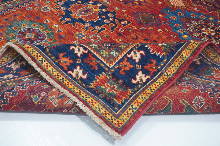 Hand Knotted Afghani Fine Aryana Area Rug in red