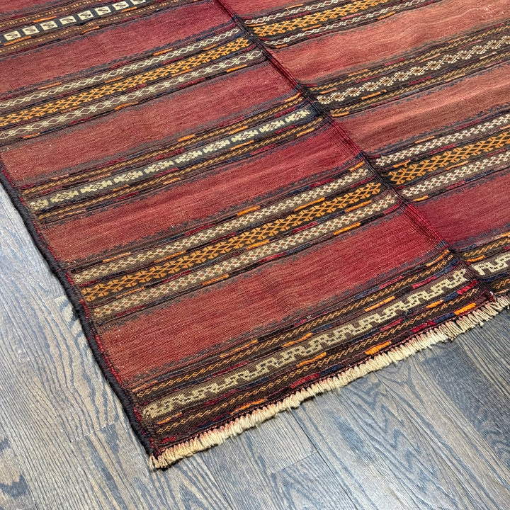 Afghani Hand Knotted Wool Kilim Rug in Red