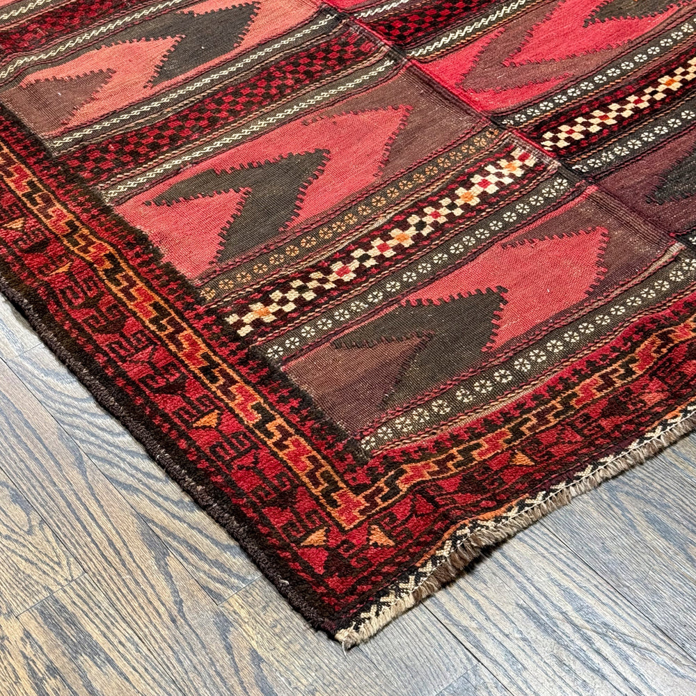 Afghani Antique Kilim Rug in red 