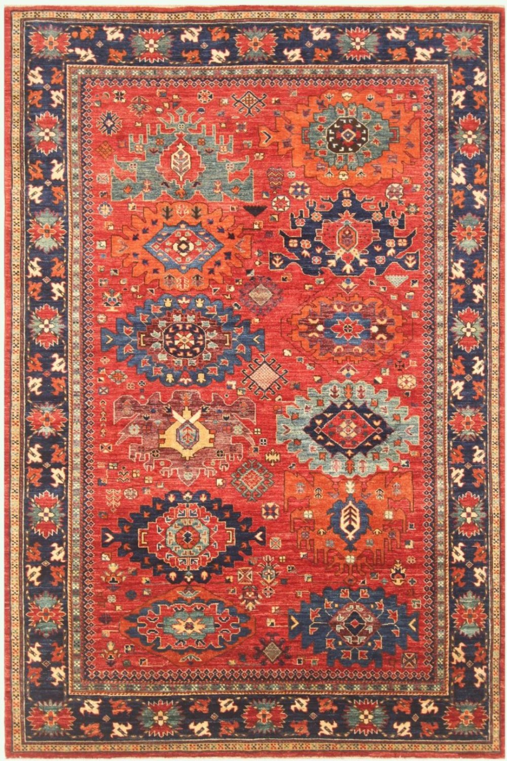 Hand Knotted Afghani Fine Aryana Area Rug in red 