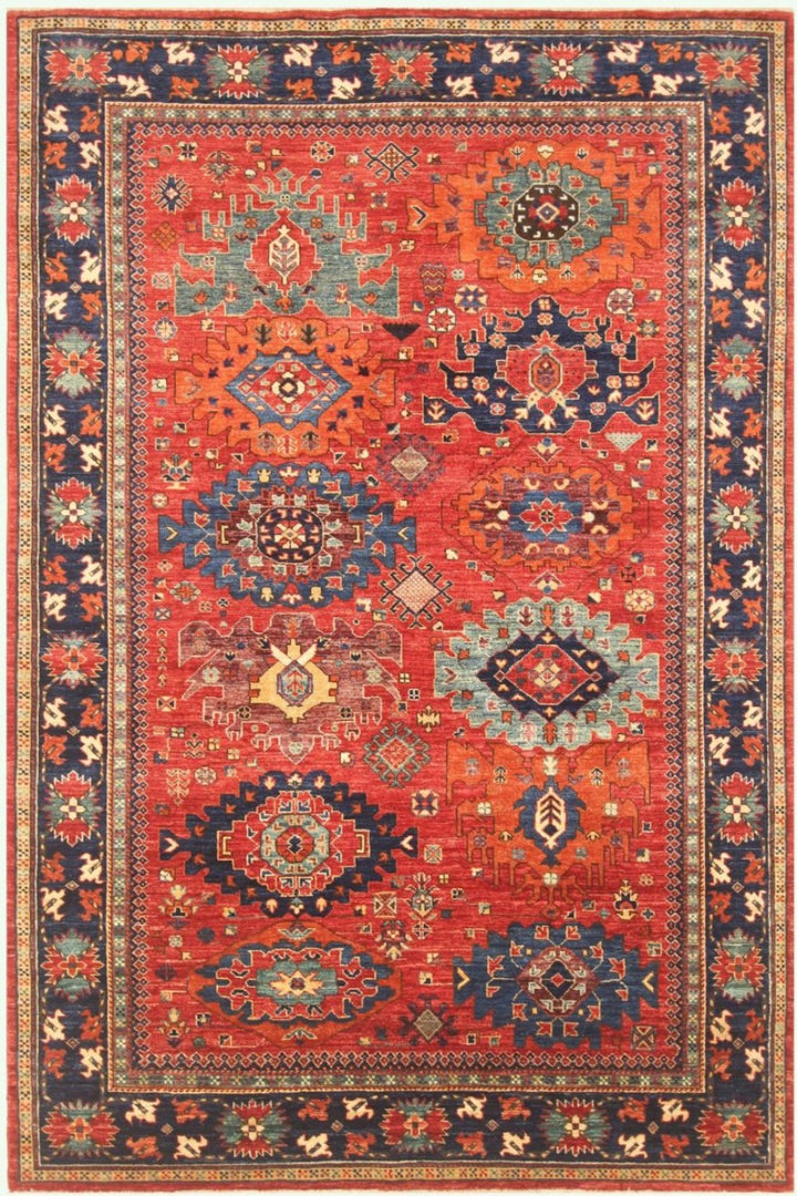 Hand Knotted Afghani Fine Aryana Area Rug in red 