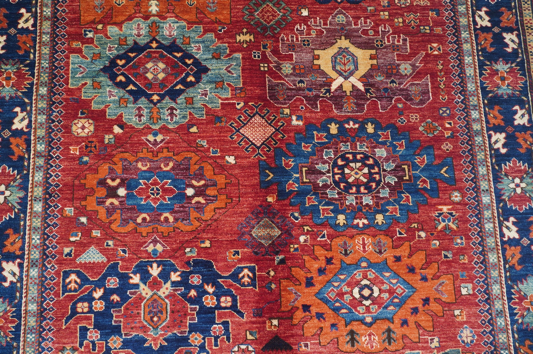 Hand Knotted Afghani Fine Aryana Area Rug in red 