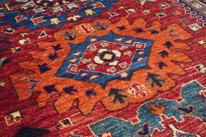 Hand Knotted Afghani Fine Aryana Area Rug in red 